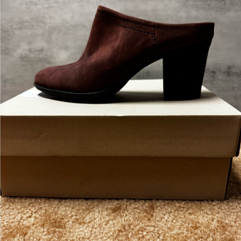 Clarks Brown Mules Comfortable Slip-On Design